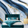 Blue Gold Marble Shower Curtain, Modern Abstract Bathroom - Image 2