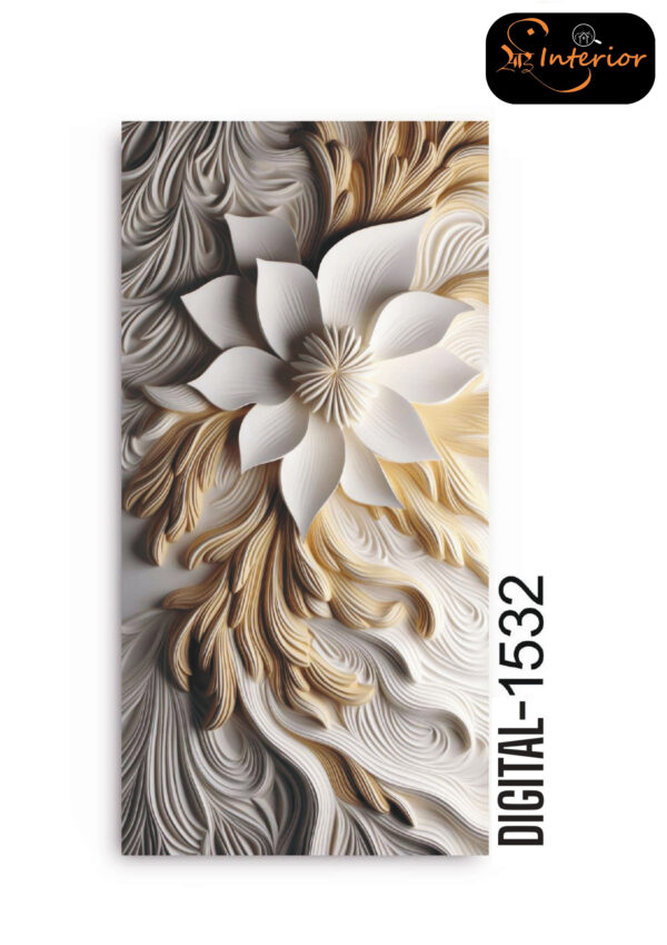 3D Serene White Flower Wallpaper UV Marble Sheet